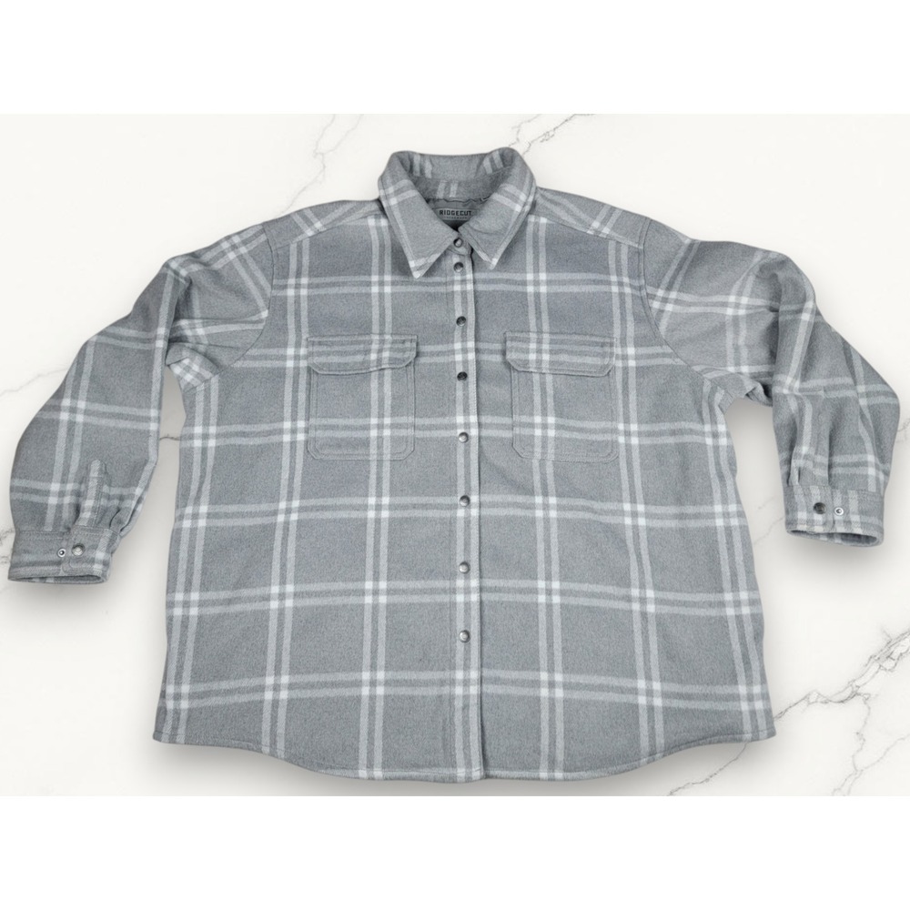 Ridgecut Toughwear Flannel Shirt Jacket Shacket Gray Plaid Fleece Lined 3X
